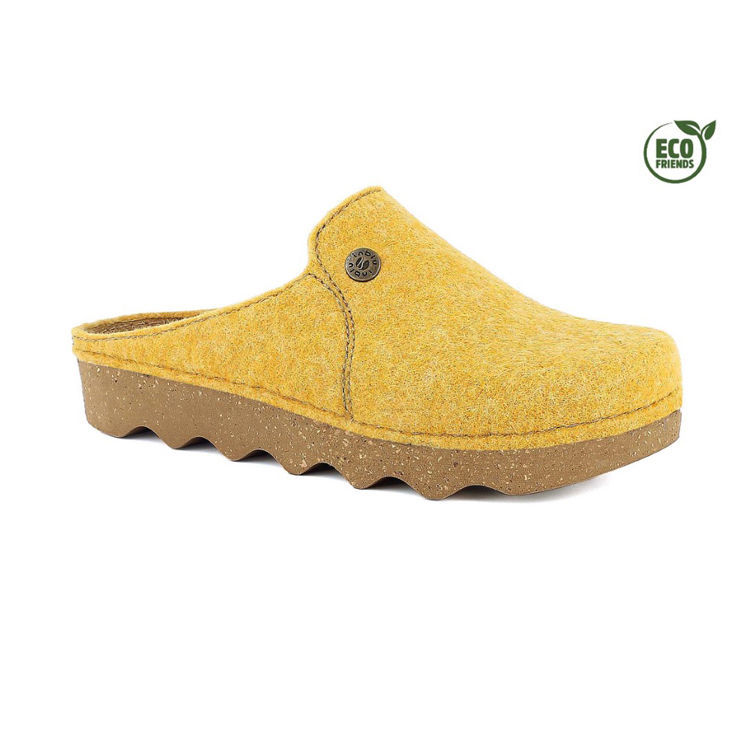 Picture of Ecofriends slippers inblu leather footbed - dk12