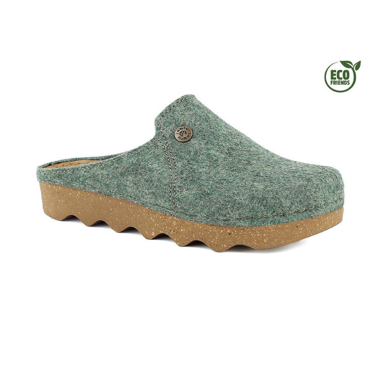 Picture of Ecofriends slippers inblu leather footbed - dk12