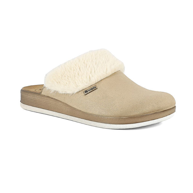 Picture of Two-tone sole slippers faux fur edge - ct36